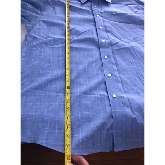 JOS. A. BANK 16 ½ 34 MEN’S TRAVELERS COLLECTION CLASSIC FIT BLUE CHECK SHIRT - Picture 5 of 6